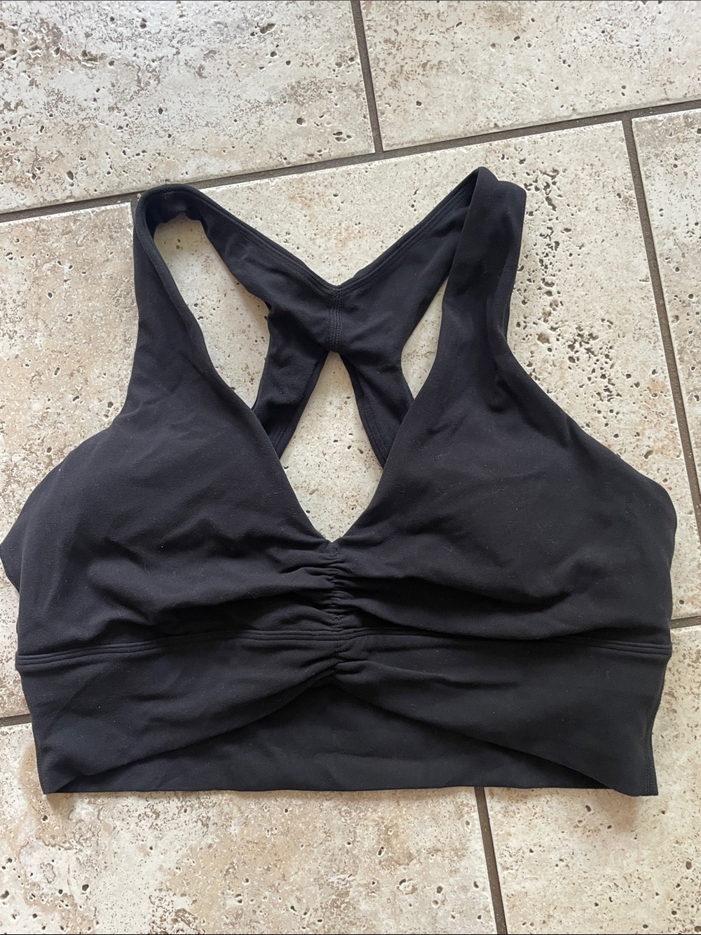 TNA Black Ruched Racerback Sports Bralette